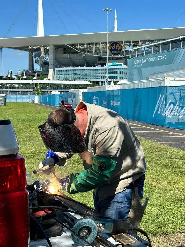 Mobile welding at Hard Rock Stadium